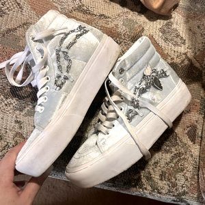 Vans platforms baby blue high tops used velvet